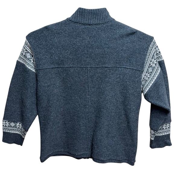 Nordic Design Wool Sweater Jacket Womens XL Gray Full Zip Snowflake Cardigan - Picture 3 of 8